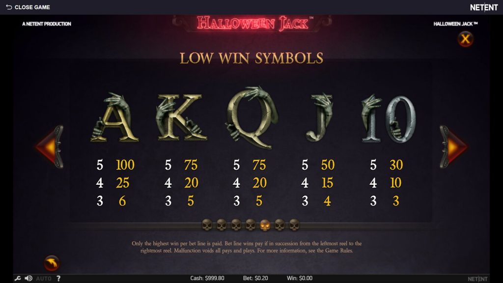 Halloween Jack Slot Low Symbols