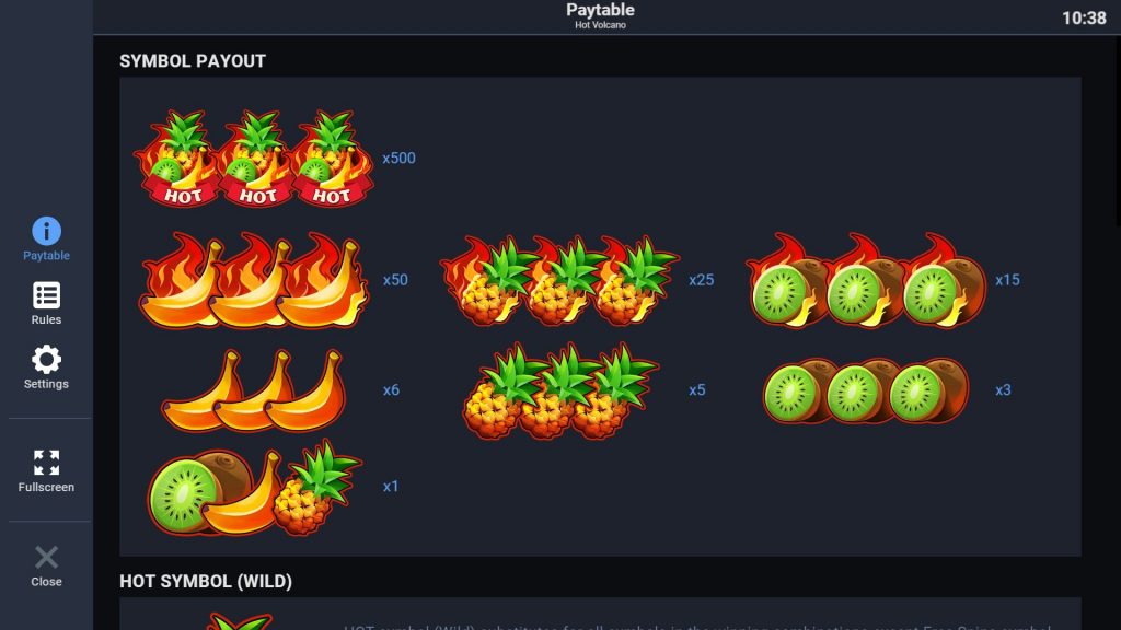 Hot Volcano Slot Symbols