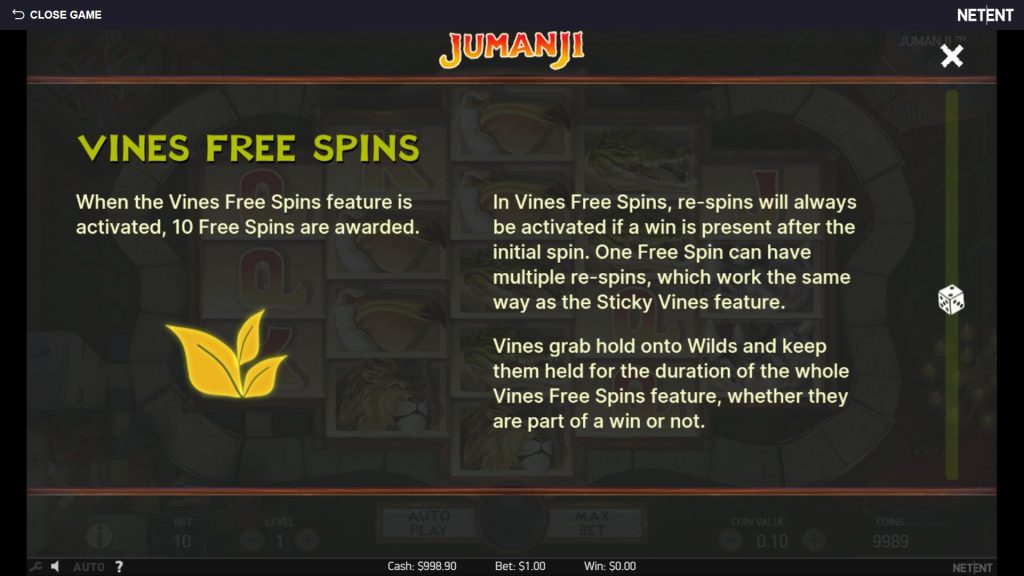 Jumanji Slot Free Spins