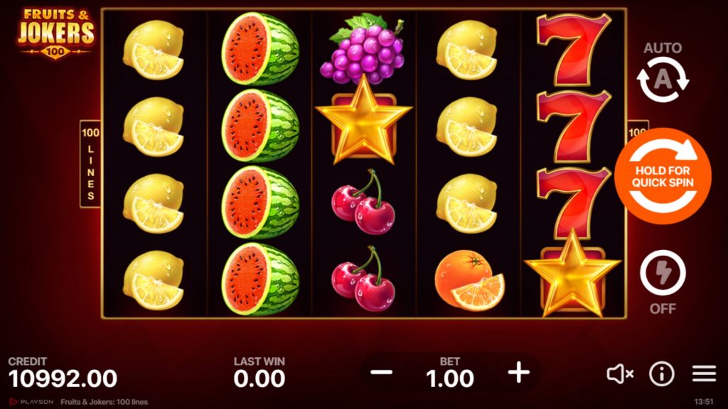 Fruits & Joker 100 Lines Slot Igra