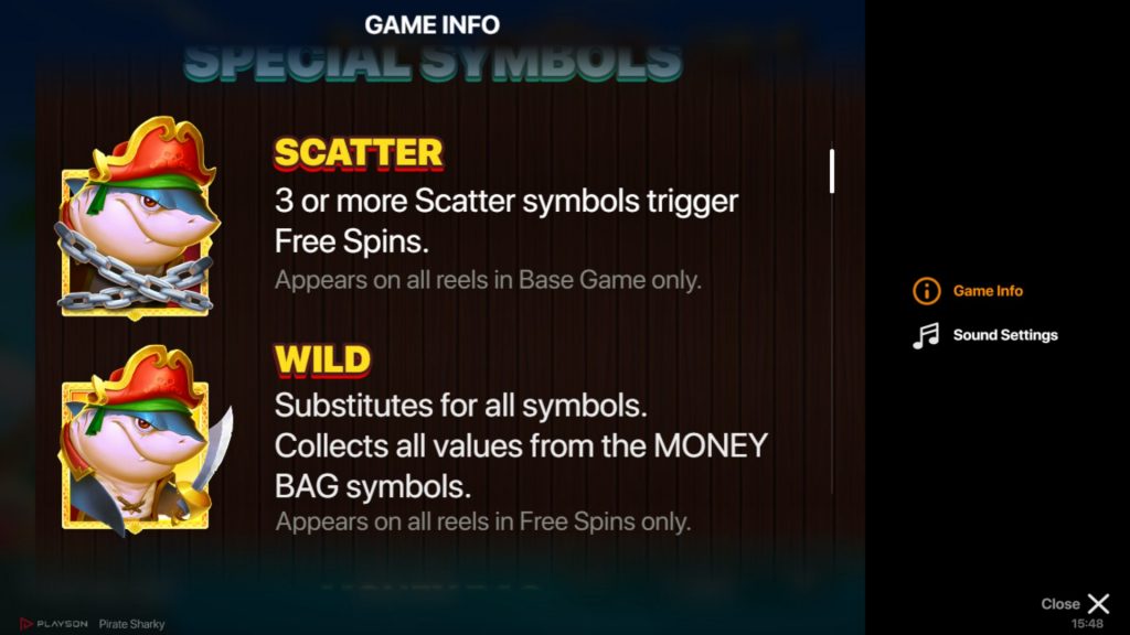 Pirate Sharky Slot Wild & Scatter Symbols