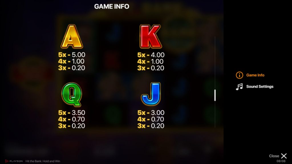 Hit the Bank: Hold and Win Slot Standard Symbols