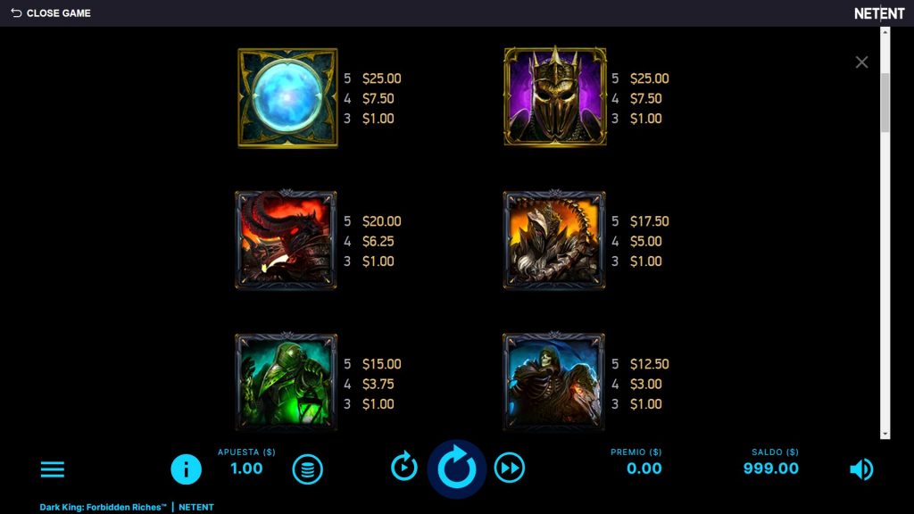 Dark King: Forbidden Riches Slot Symbols