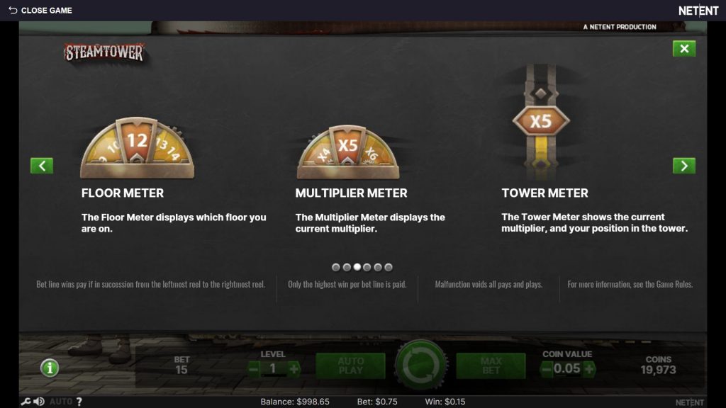 Steam Tower Slot Bonus funckija
