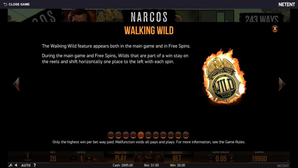 Narcos Slot Walking Wild Simbol