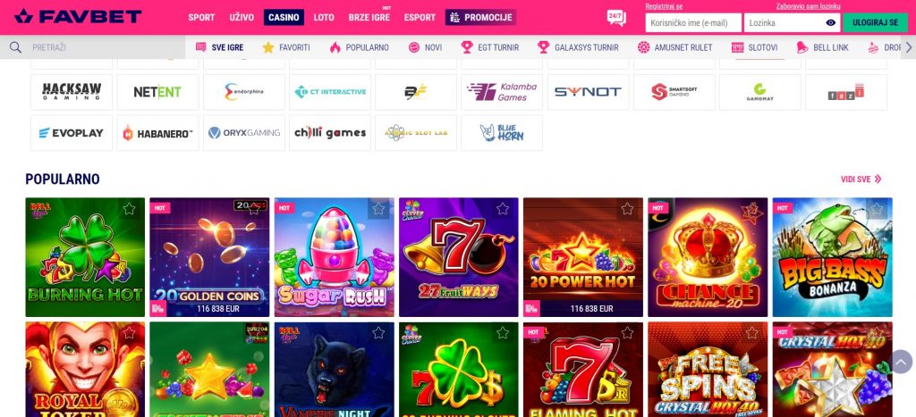 Favbet Casino Types of Games