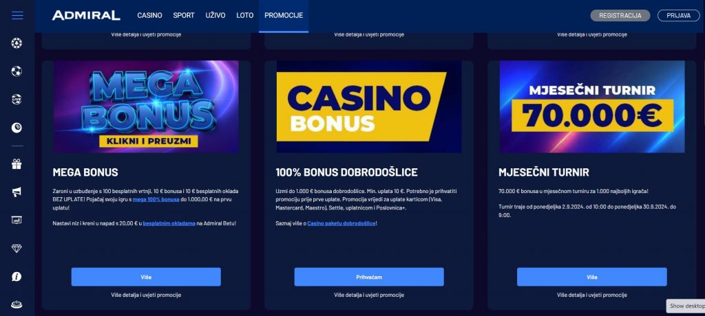 Admiral Casino Bonuses